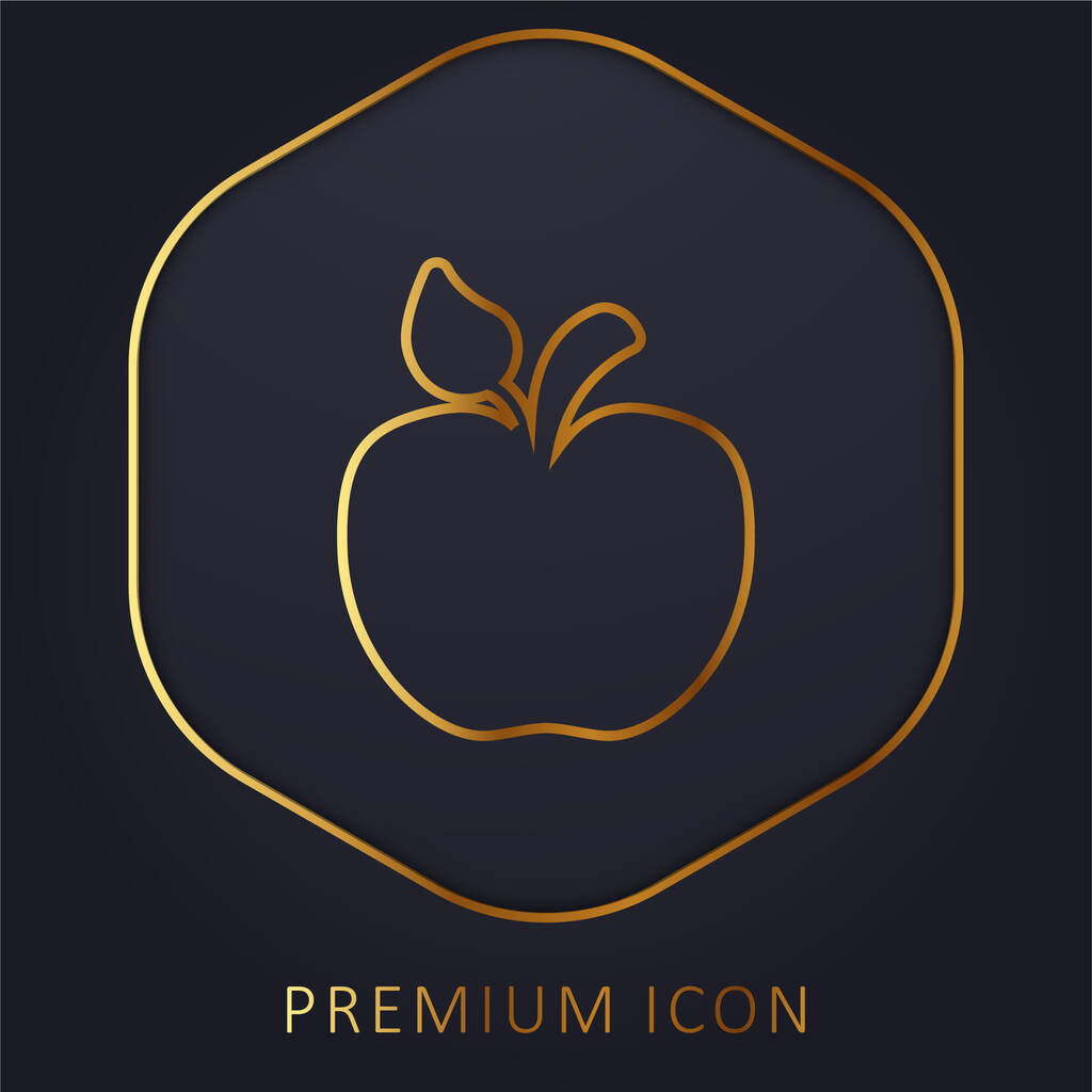 Apple με το λογότυπο ή εικονίδιο Little Leaf χρυσή γραμμή premium - Διάνυσμα, εικόνα