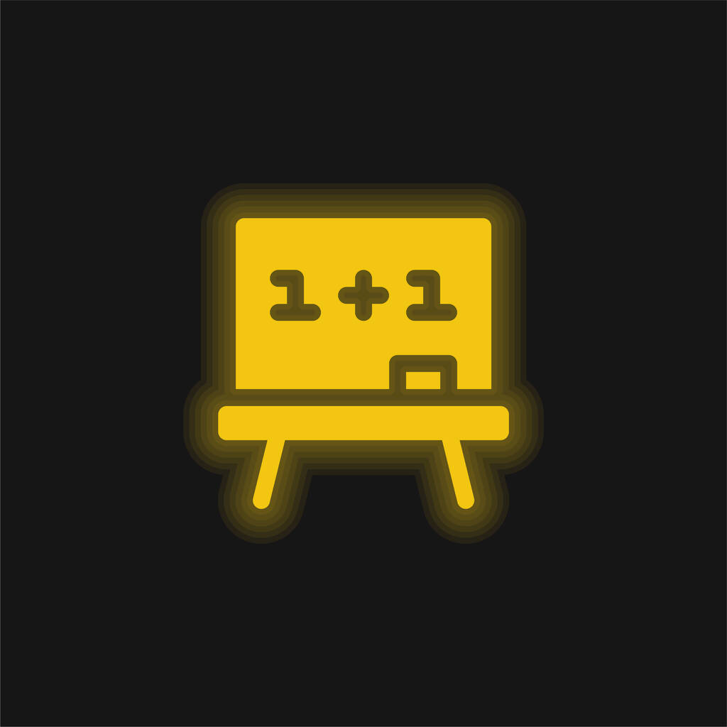 Bord geel gloeiende neon pictogram - Vector, afbeelding