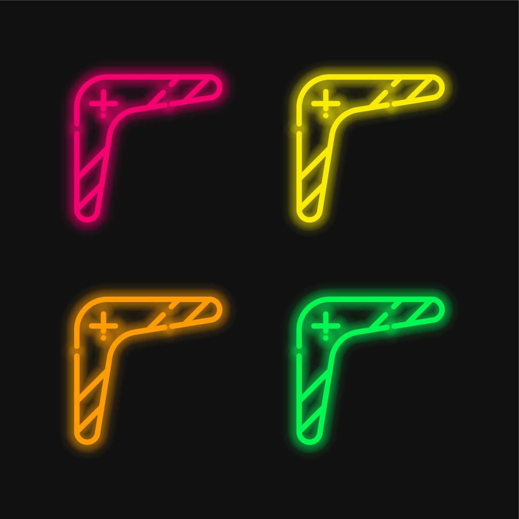 Bumerang vier Farben leuchtenden Neon-Vektor-Symbol - Vektor, Bild