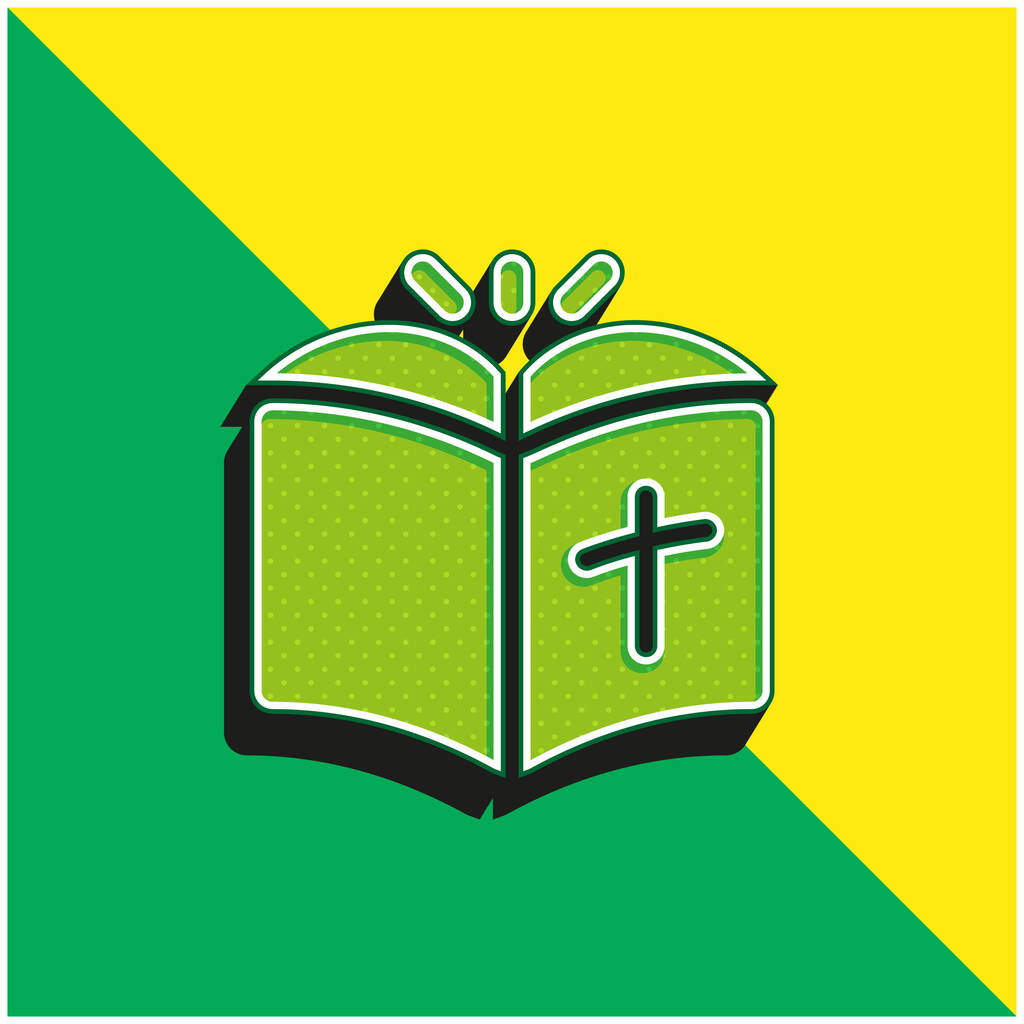 Biblia Zöld és sárga modern 3D vektor ikon logó - Vektor, kép