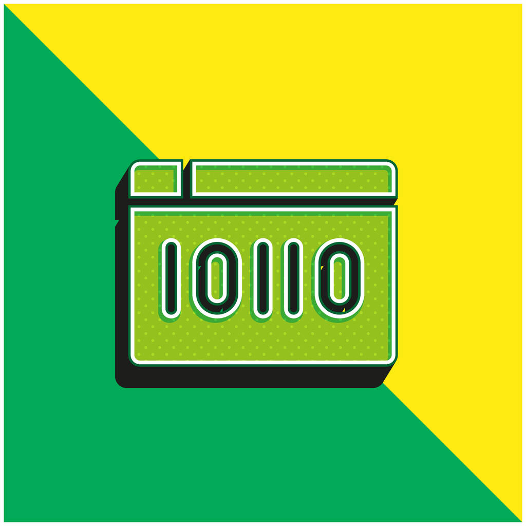 Code binaire Logo vectoriel 3d moderne vert et jaune - Vecteur, image
