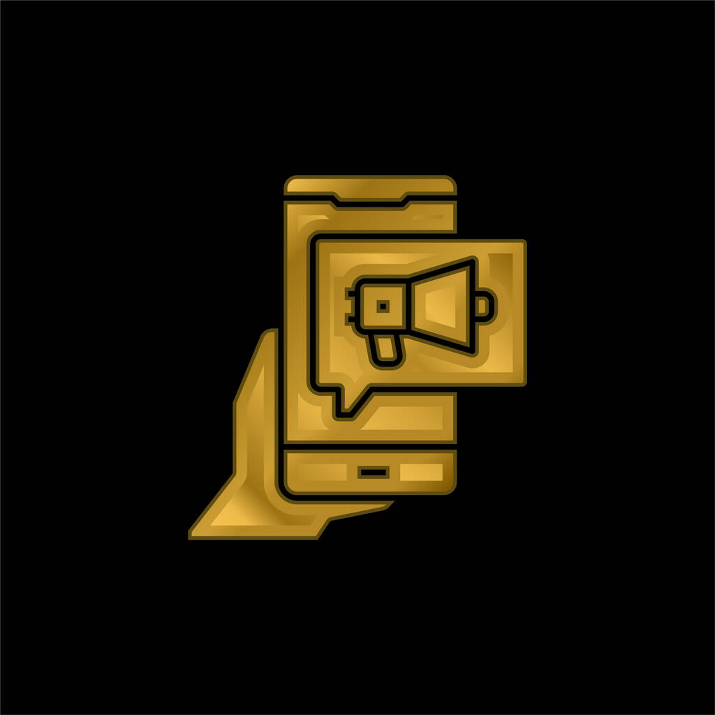 Publicidad chapado en oro icono metálico o logo vector - Vector, Imagen
