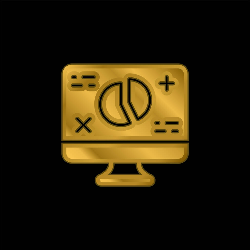 Analytics gold plated metalic icon or logo vector - Vector, Image