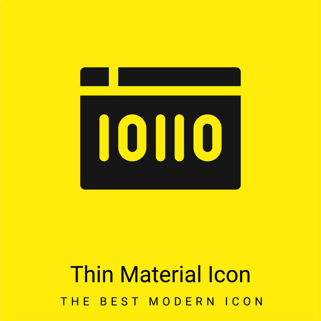 Binary Code minimaal helder geel materiaal icoon - Vector, afbeelding