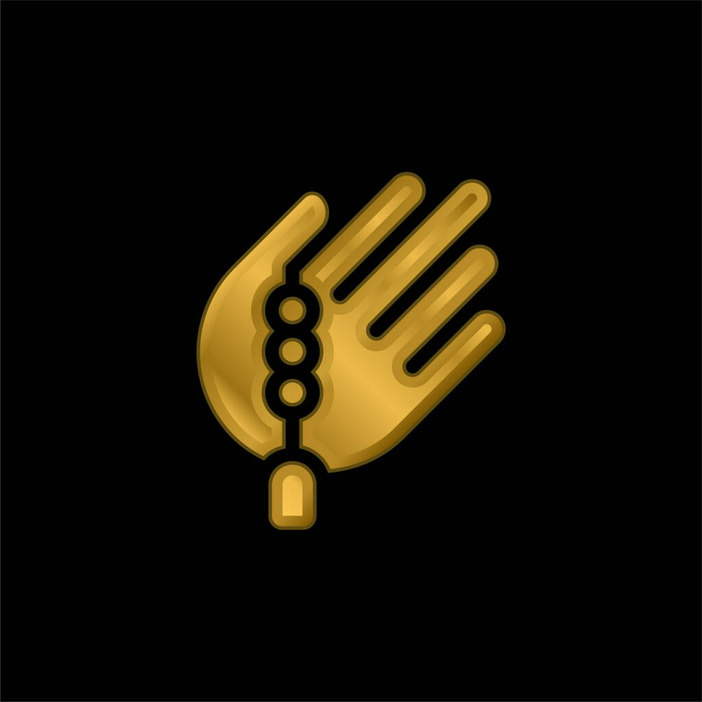 Boncuk altın kaplama metalik simge veya logo vektörü - Vektör, Görsel