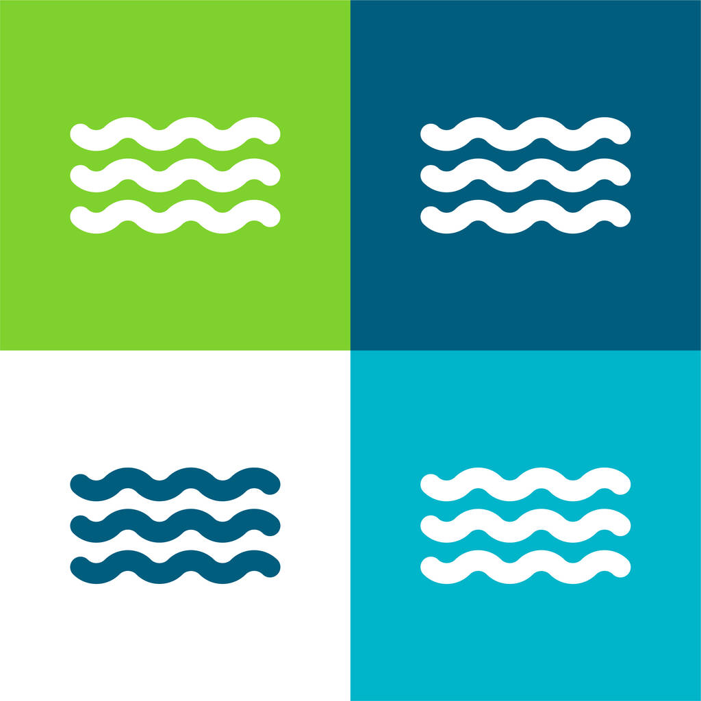 Acuario Símbolo Plano de cuatro colores mínimo icono conjunto - Vector, Imagen