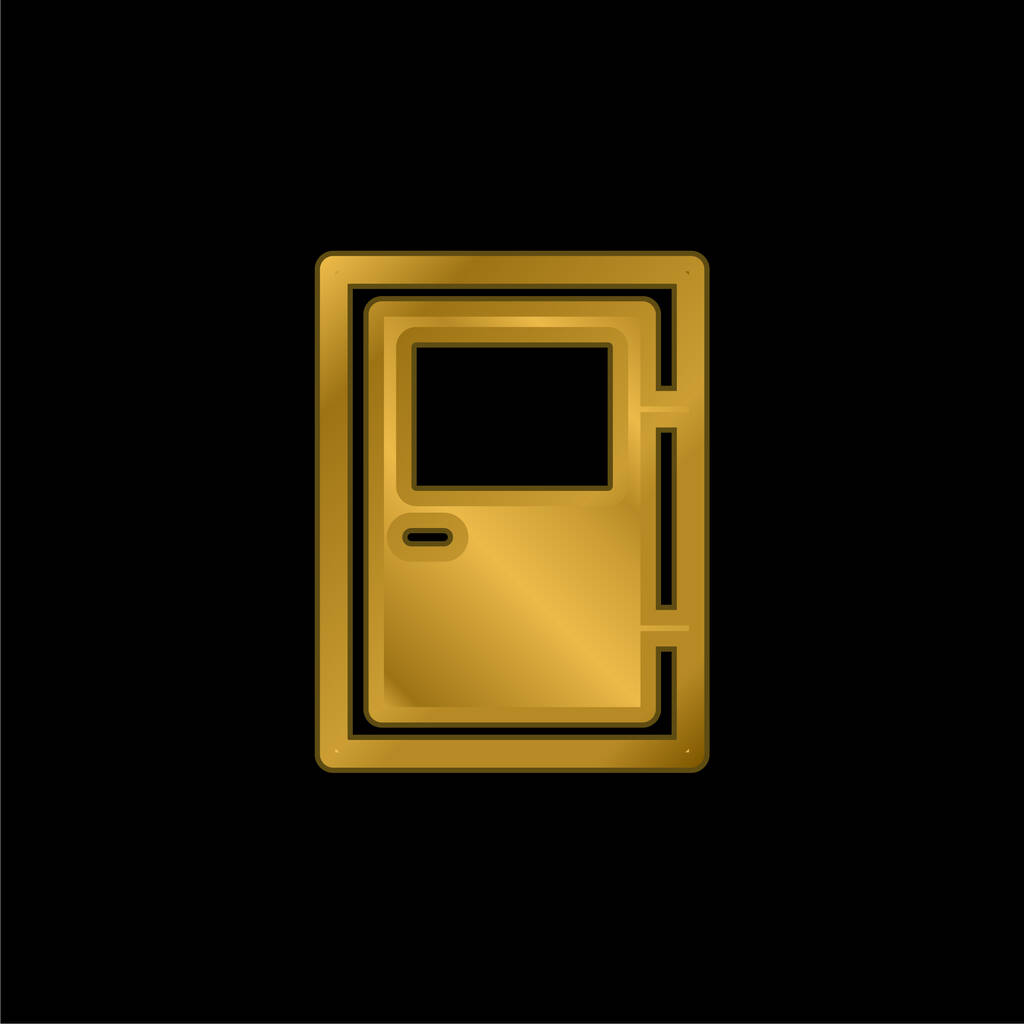 Puerta grande chapado en oro icono metálico o logo vector - Vector, Imagen