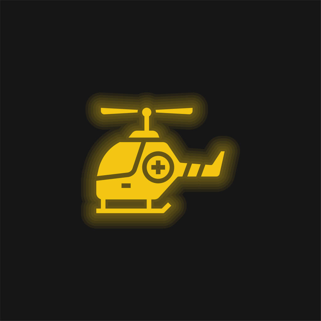 Air Ambulanssi keltainen hehkuva neon kuvake - Vektori, kuva