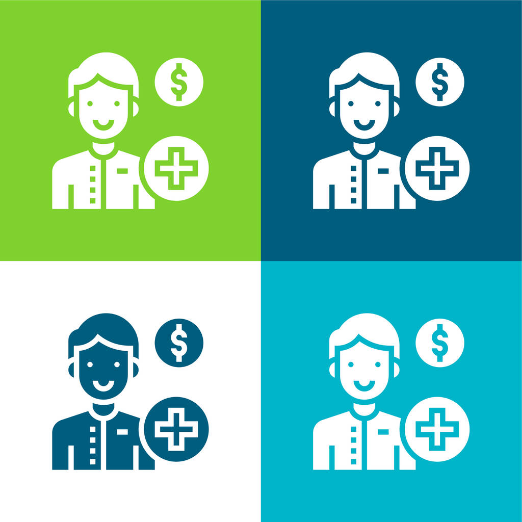 Account Flat four color minimal icon set - Vector, Image