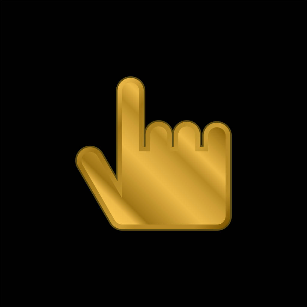 Black Hand Pointing Up gold plated metalic icon or logo vector - Vector, Image