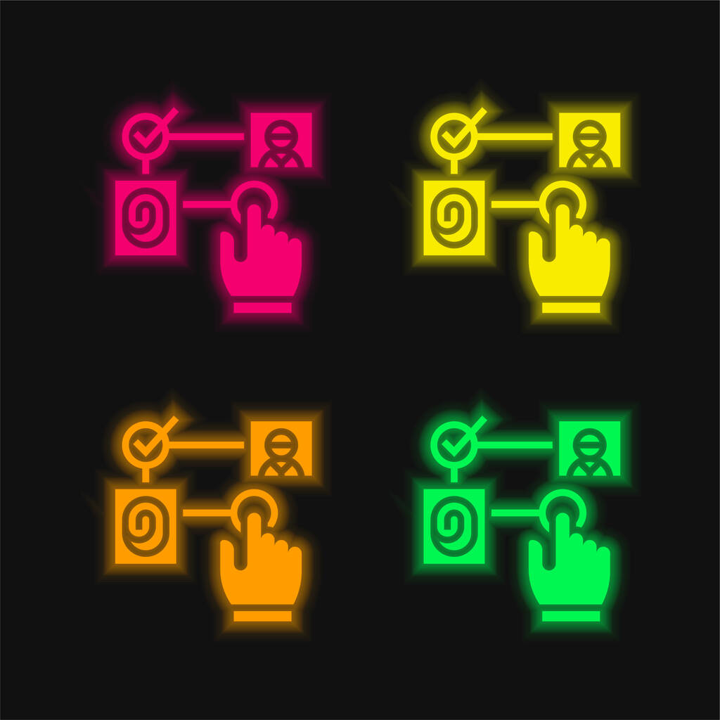 Algoritmo quattro colori incandescente icona vettoriale al neon - Vettoriali, immagini