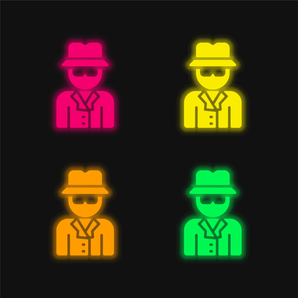 Ανώνυμο εικονίδιο διάνυσμα τεσσάρων χρωμάτων νέον λαμπερό - Διάνυσμα, εικόνα