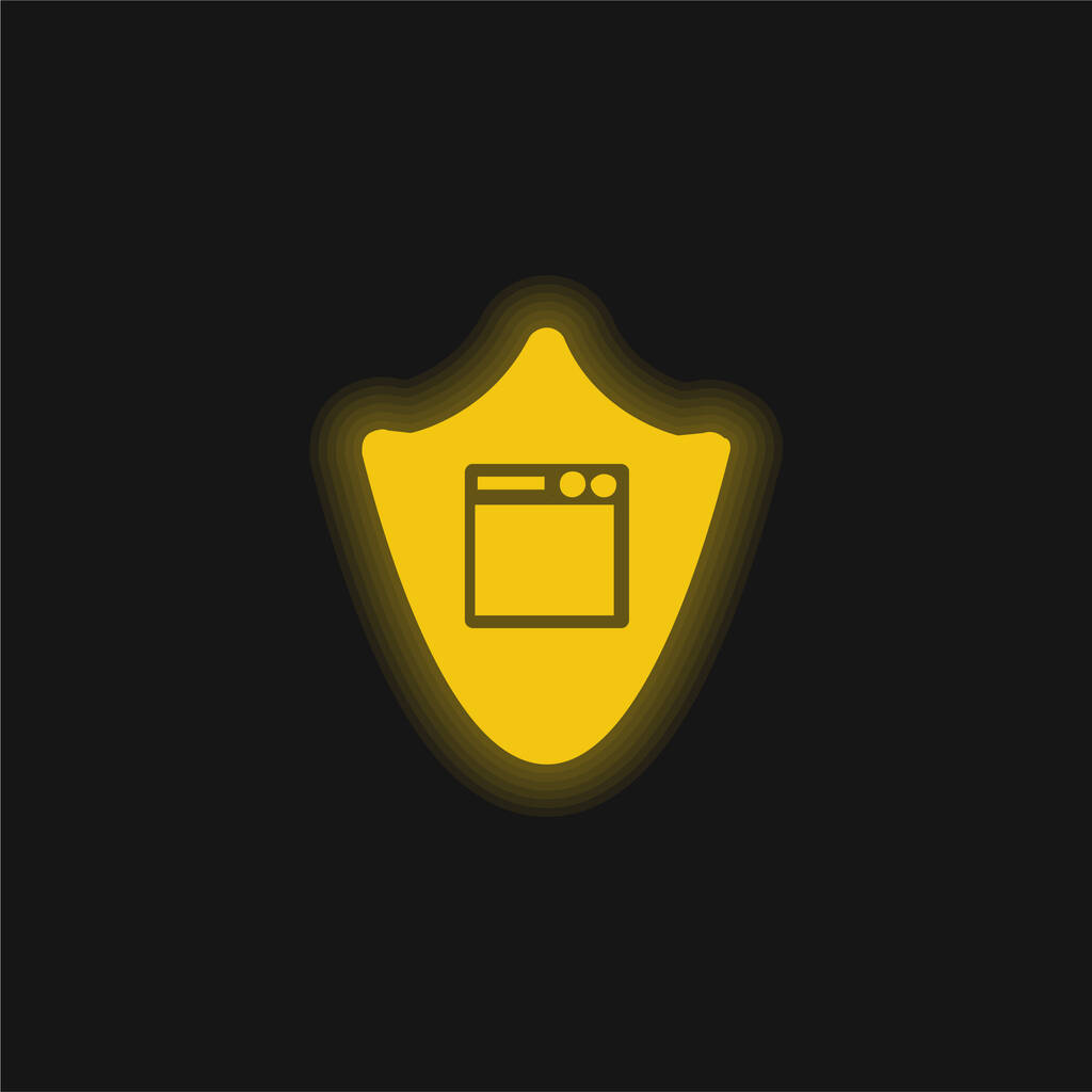App Shield žlutá zářící neonová ikona - Vektor, obrázek