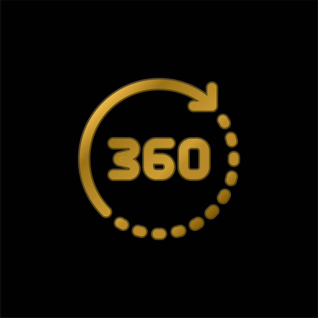 360 astetta kullattu metallinen kuvake tai logo vektori - Vektori, kuva