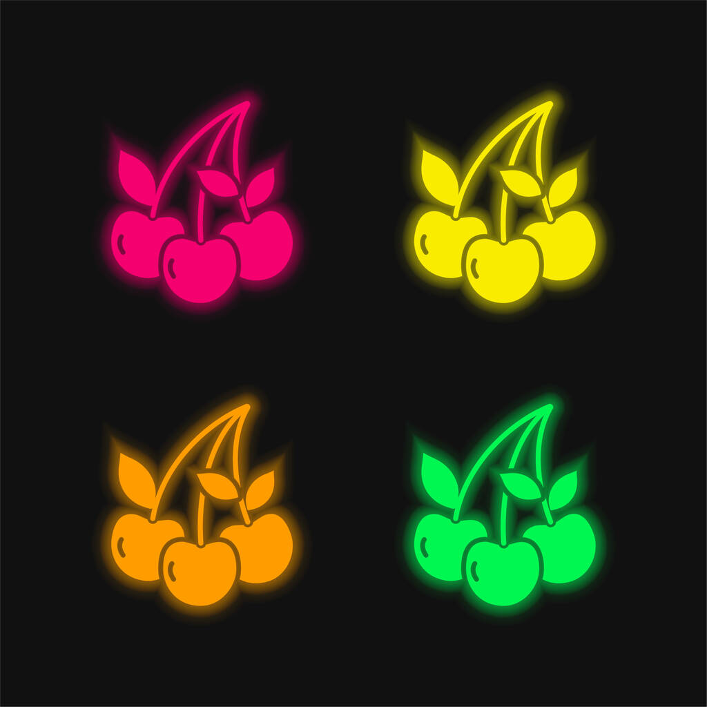Berry τέσσερις χρώμα λαμπερό νέον διάνυσμα εικονίδιο - Διάνυσμα, εικόνα