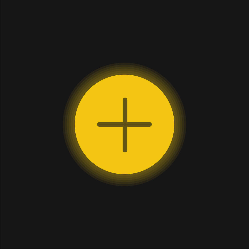 Ajouter une icône jaune néon brillant - Vecteur, image