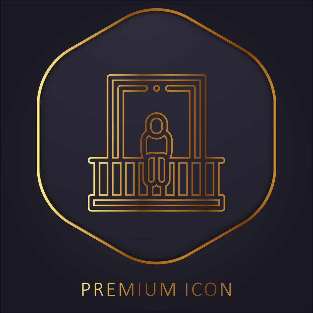 Varanda linha dourada logotipo premium ou ícone - Vetor, Imagem