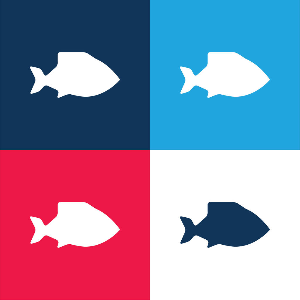Büyük Balık mavi ve kırmızı dört renk en küçük simge kümesi - Vektör, Görsel