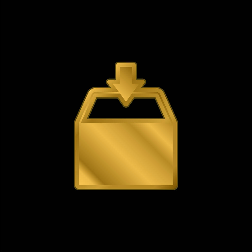 Κουτί επίχρυσο μεταλλικό εικονίδιο ή λογότυπο διάνυσμα - Διάνυσμα, εικόνα