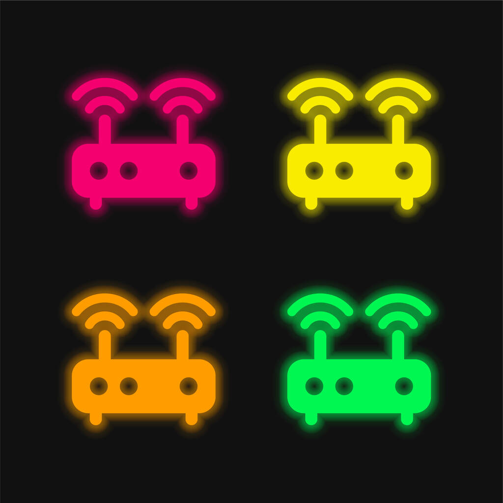 Antenne quatre couleurs brillant icône vectorielle néon - Vecteur, image