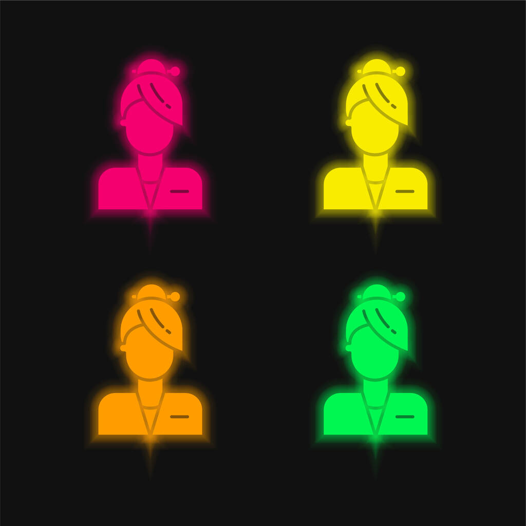 Assistent vier Farben leuchtenden Neon-Vektor-Symbol - Vektor, Bild