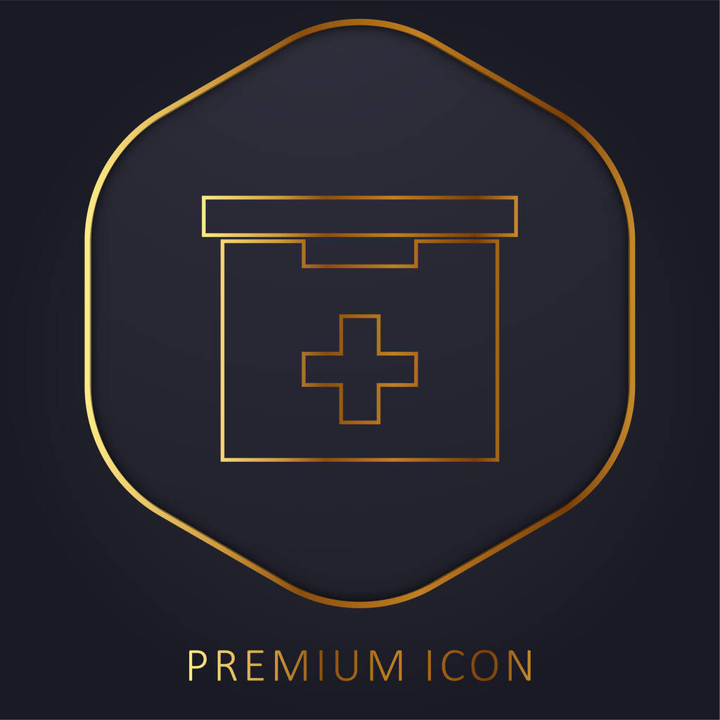 Cuarto de baño botiquín de primeros auxilios línea dorada logotipo premium o icono - Vector, imagen