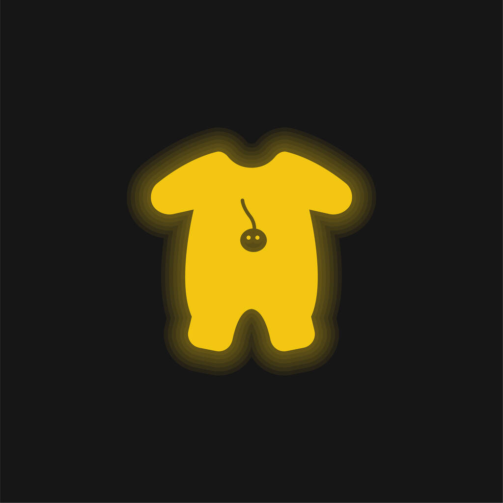 Baby Outfit With Cartoon Design yellow glowing neon icon - Vector, Image