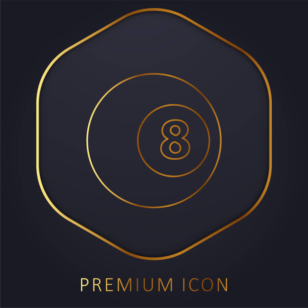 Boule de billard noire Huit ligne dorée logo premium ou icône - Vecteur, image