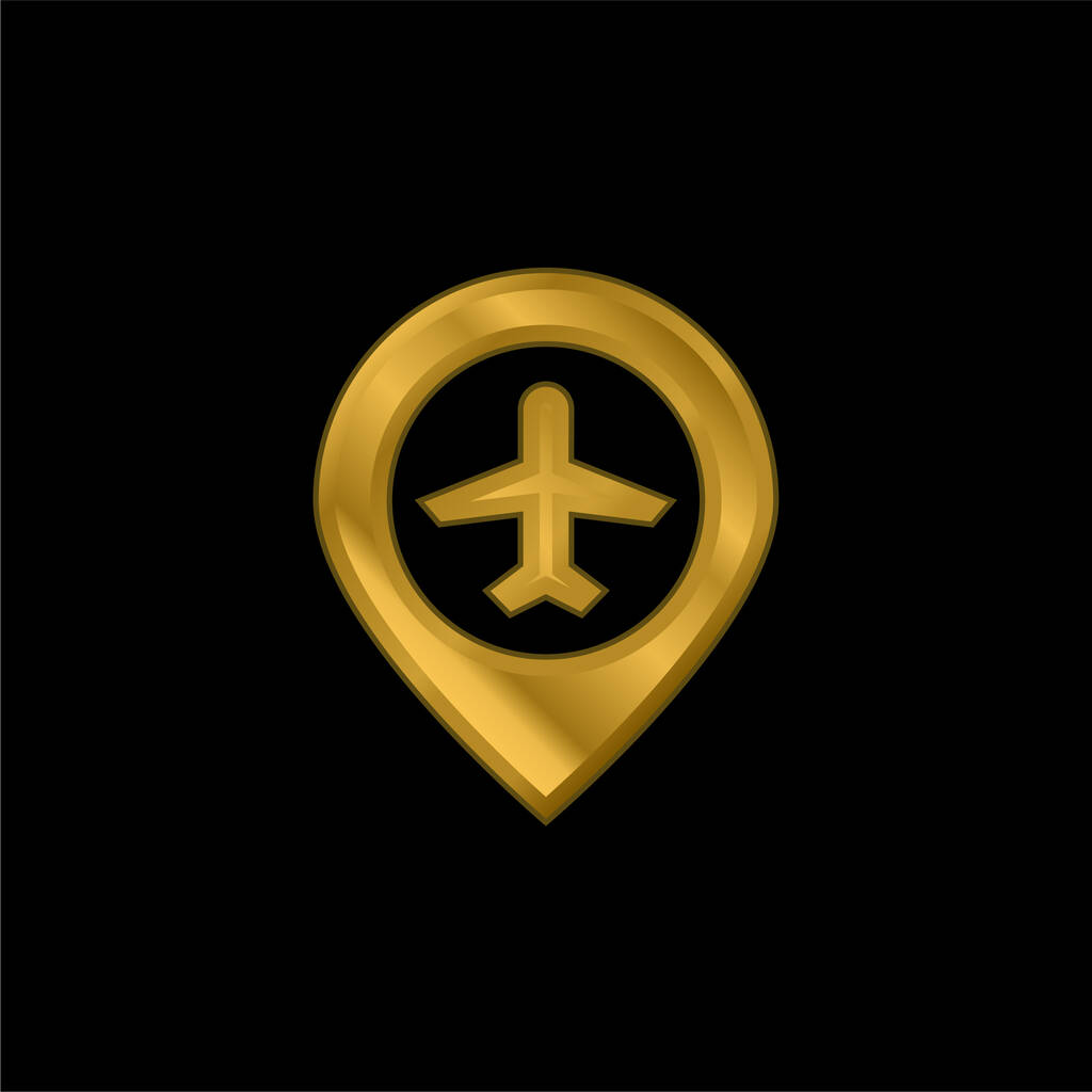 Letiště pozlacené kovové ikony nebo logo vektor - Vektor, obrázek