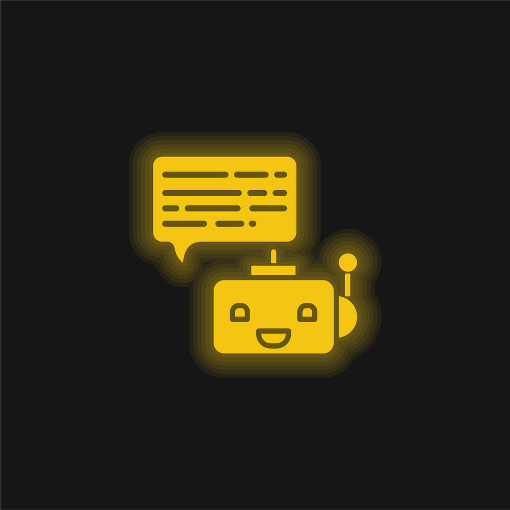 Icône néon jaune bot - Vecteur, image