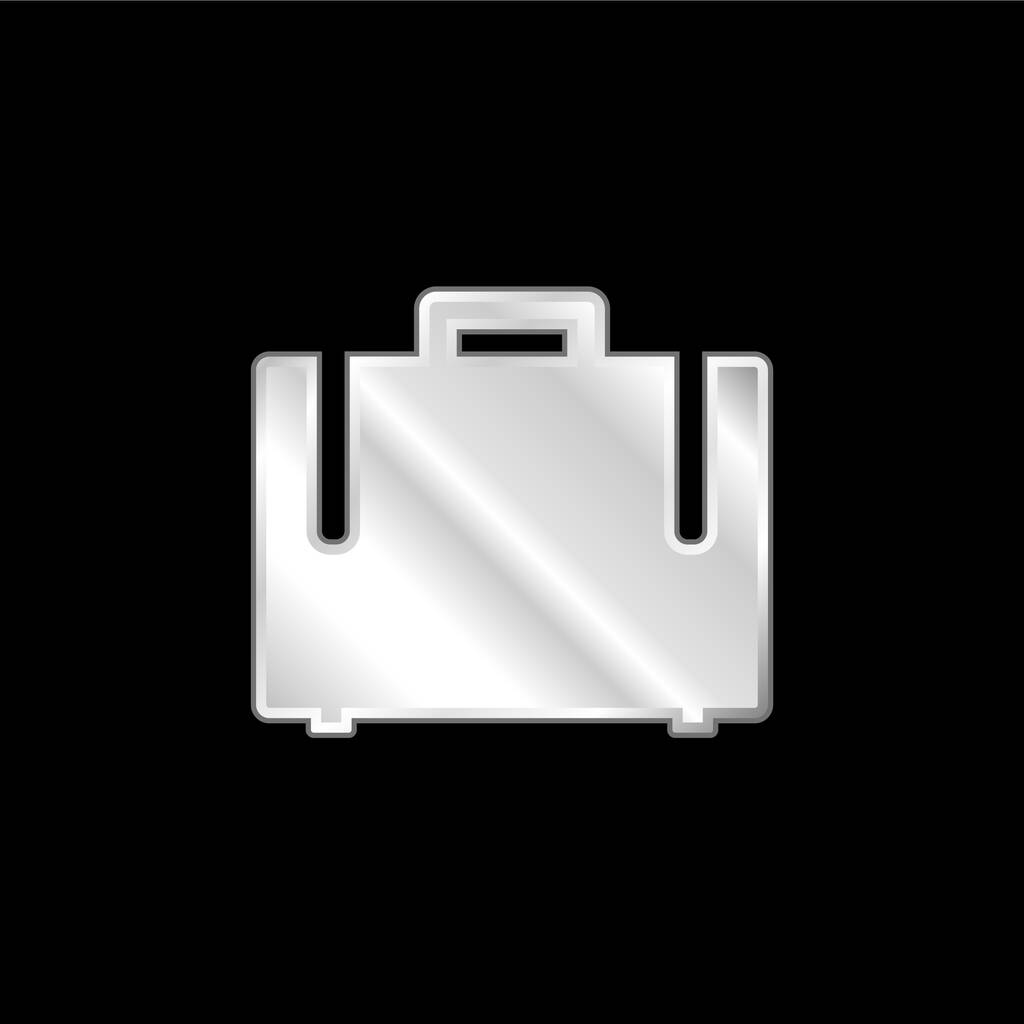 Μαύρη βαλίτσα επάργυρο μεταλλικό εικονίδιο - Διάνυσμα, εικόνα