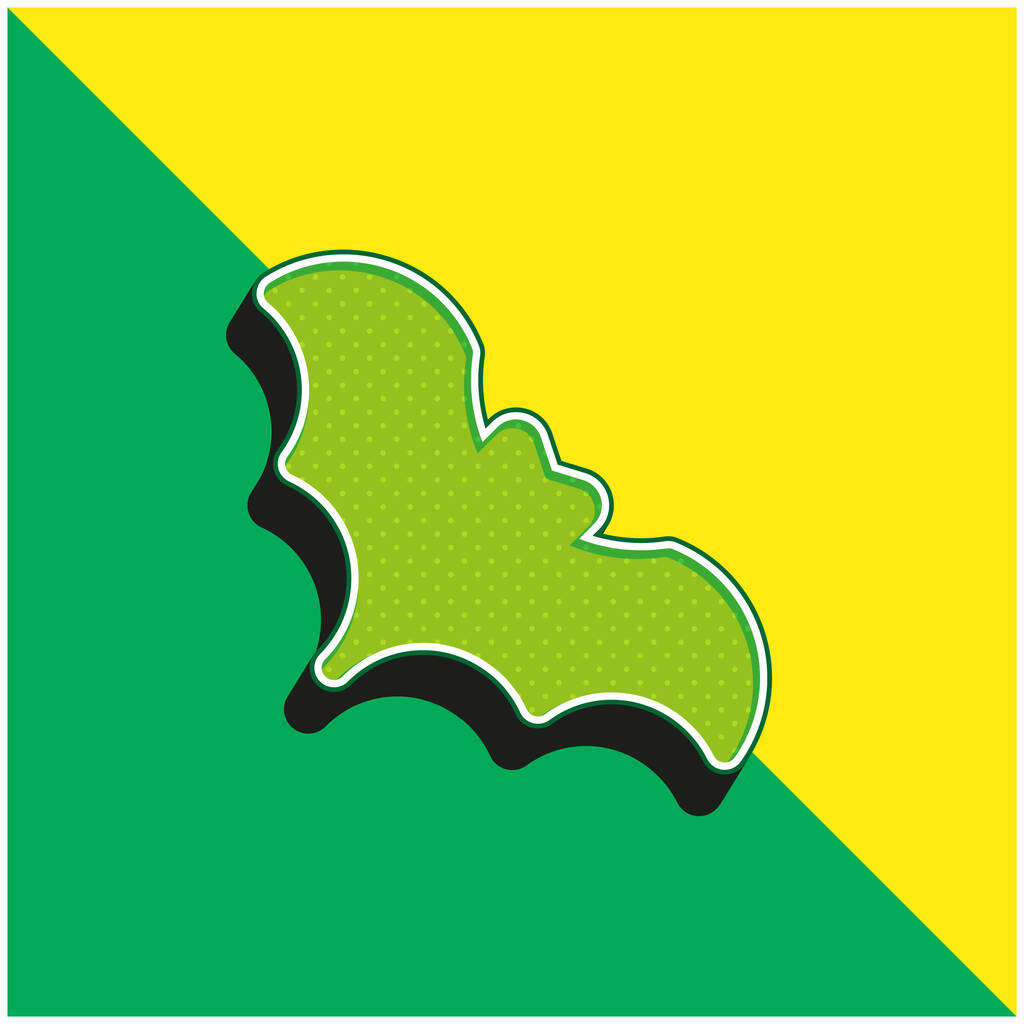 Vleermuis Groen en geel modern 3D vector icoon logo - Vector, afbeelding