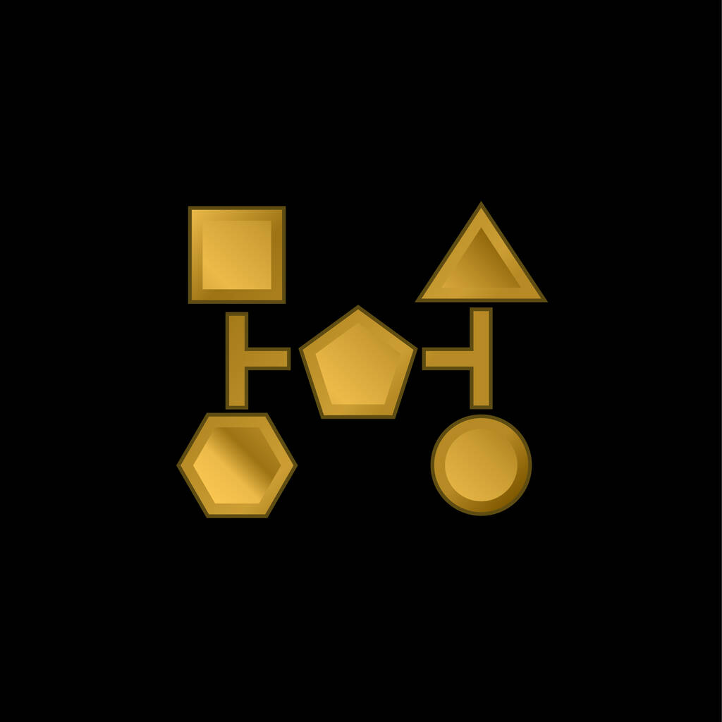 блочные схемы черных форм с позолоченной металлической иконой или вектором логотипа - Вектор,изображение