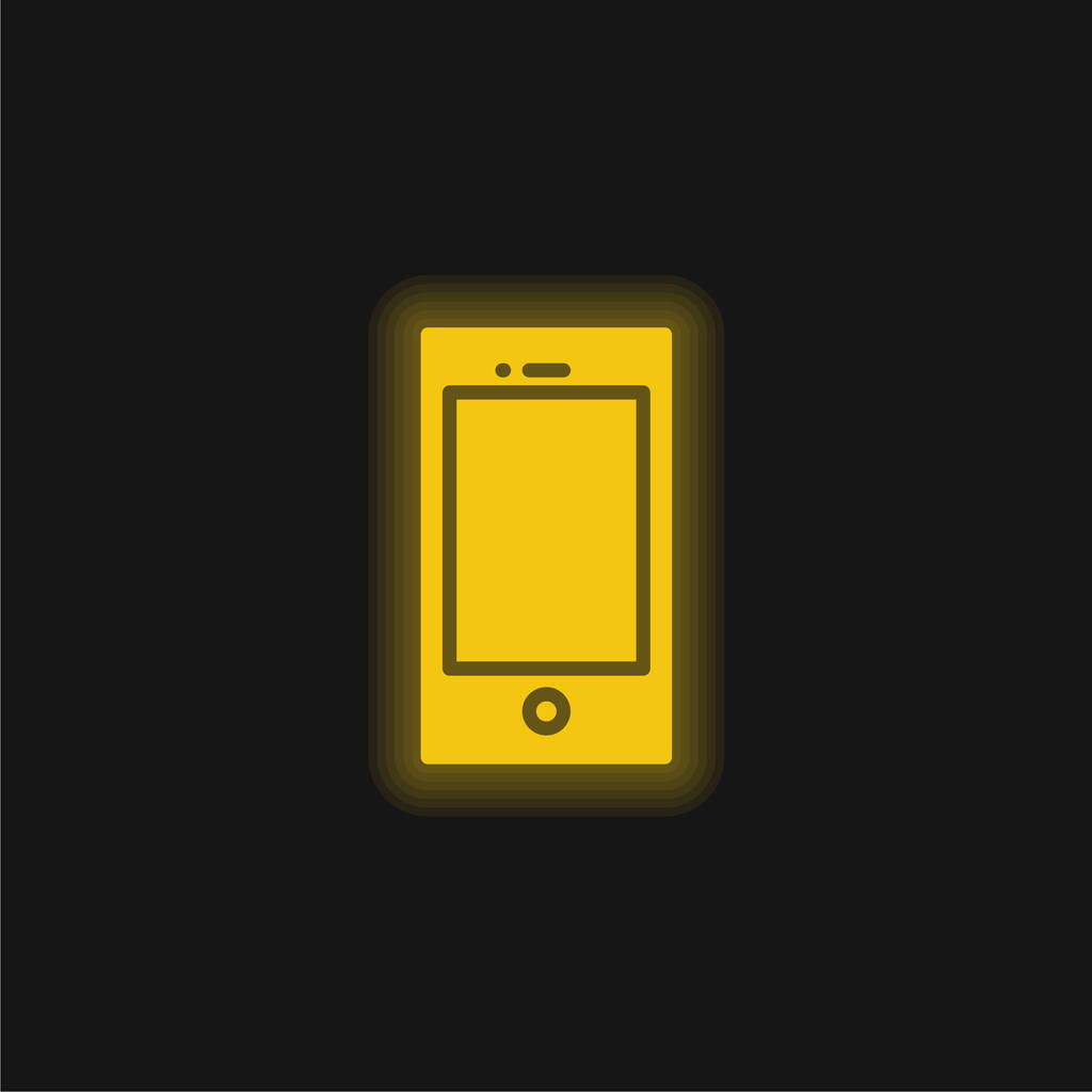Apple Ipod yellow glowing neon icon - Vector, Image