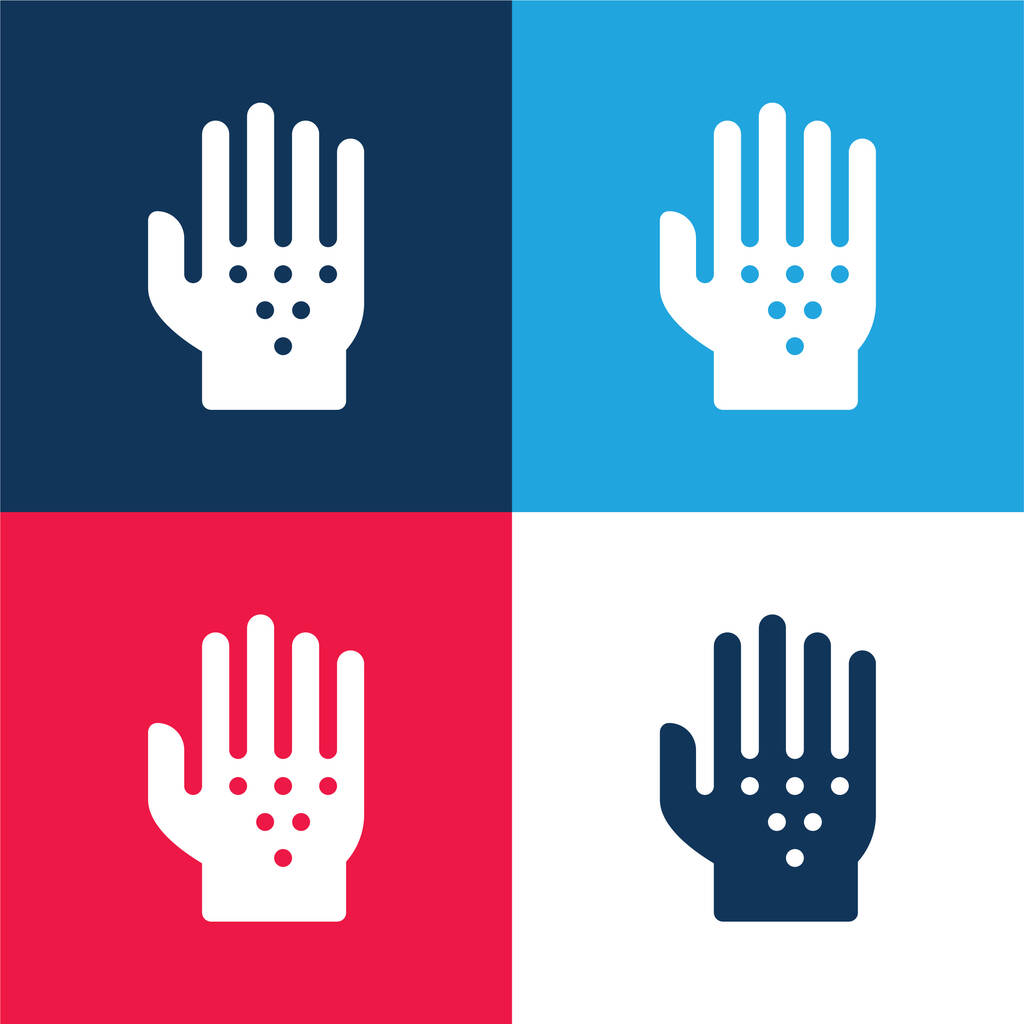 Alergia azul y rojo conjunto de iconos mínimo de cuatro colores - Vector, Imagen
