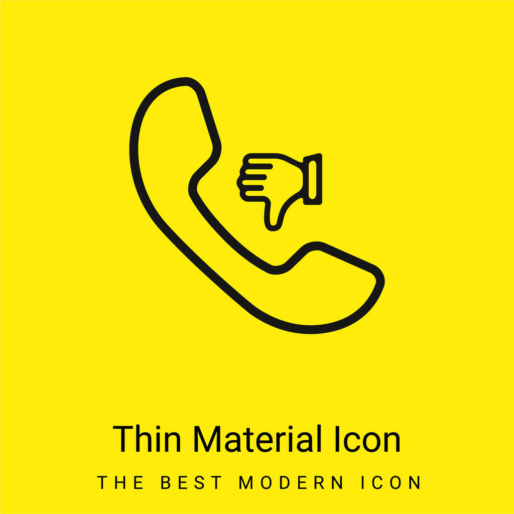 Auricular With Thumb Down Sign minimal bright yellow material icon - Vector, Image