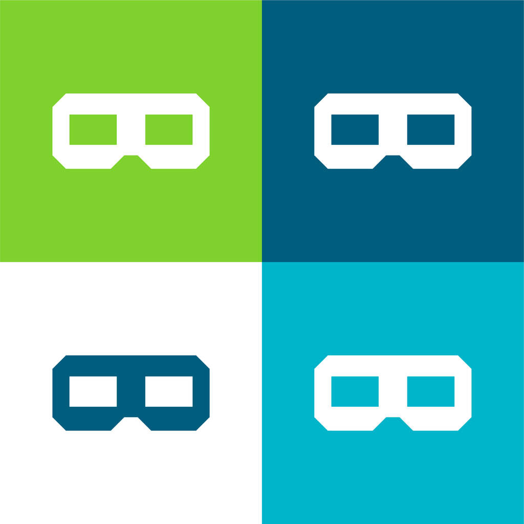 3D Glasses Flat four color minimal icon set - Vector, Image