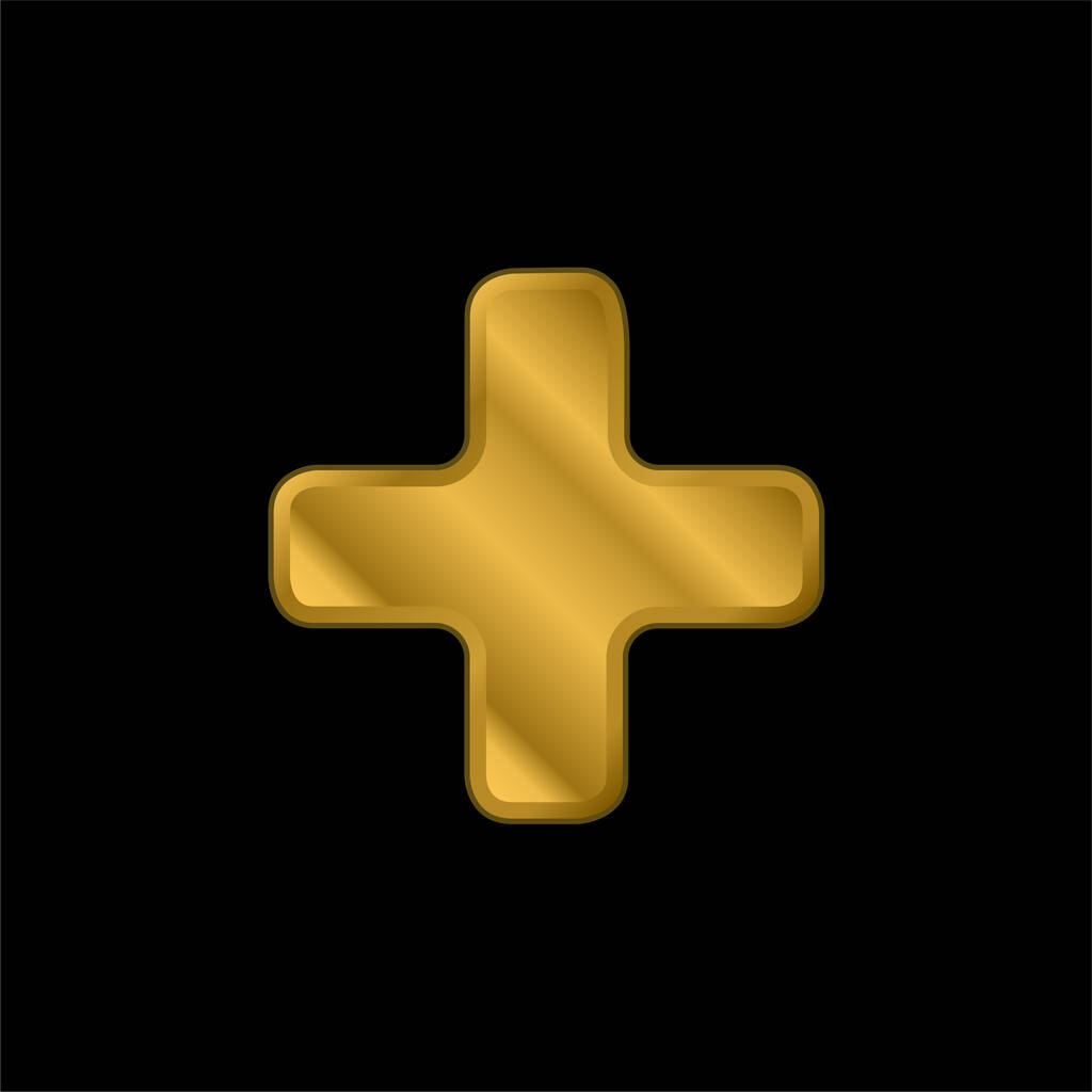 Addition Plus Sign gold plated metalic icon or logo vector - Διάνυσμα, εικόνα