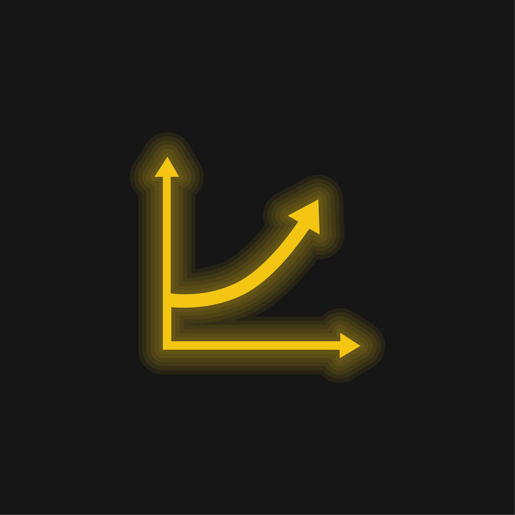 Ascending Arrow Line Graphic yellow glowing neon icon - Vektor, kép