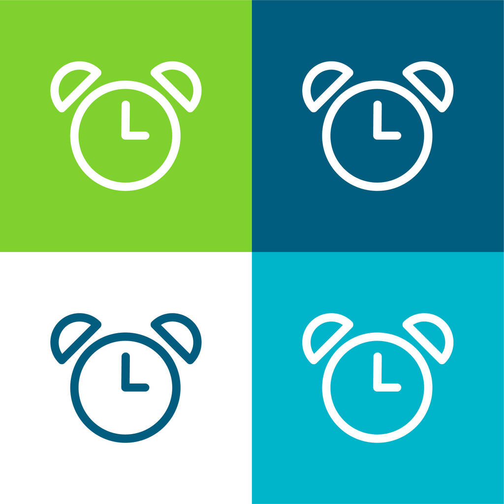 Alarm Clock Of Old Design Flat four color minimal icon set - Vektori, kuva
