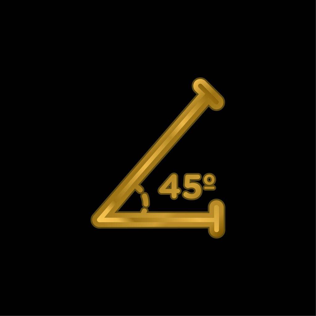 Acute Angle Of 45 Degrees gold plated metalic icon or logo vector - Wektor, obraz