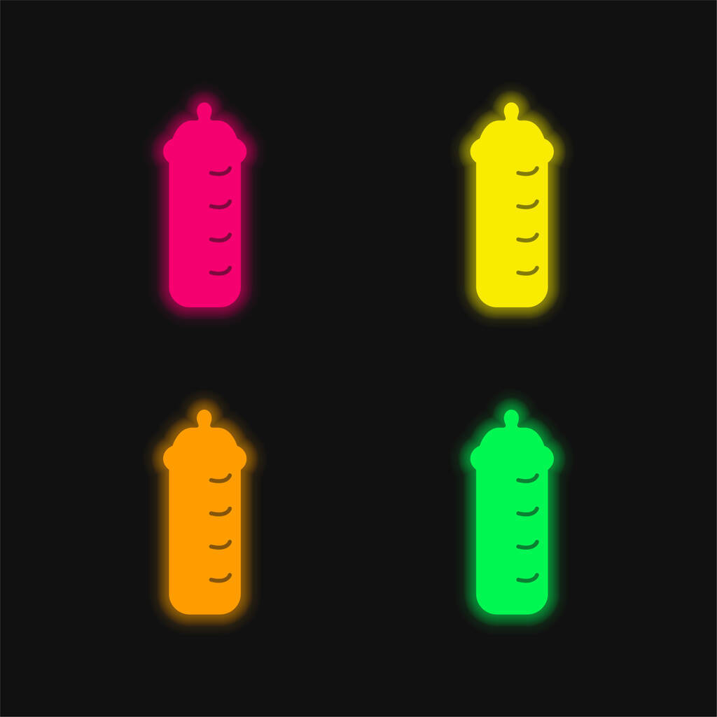 Baby Bottle In Black Version four color glowing neon vector icon - Vektor, kép