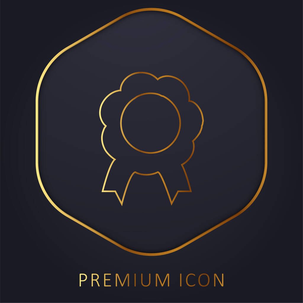 Award Flower Shape Symbolic Medal With Ribbon Tails golden line premium logo or icon - Vettoriali, immagini