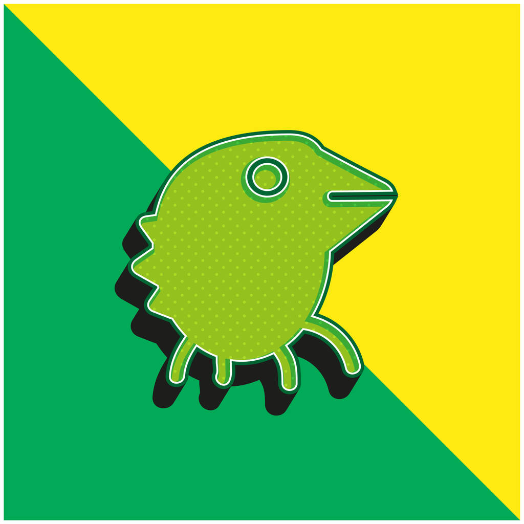 Bird Monster Green and yellow modern 3d vector icon logo - Vektör, Görsel