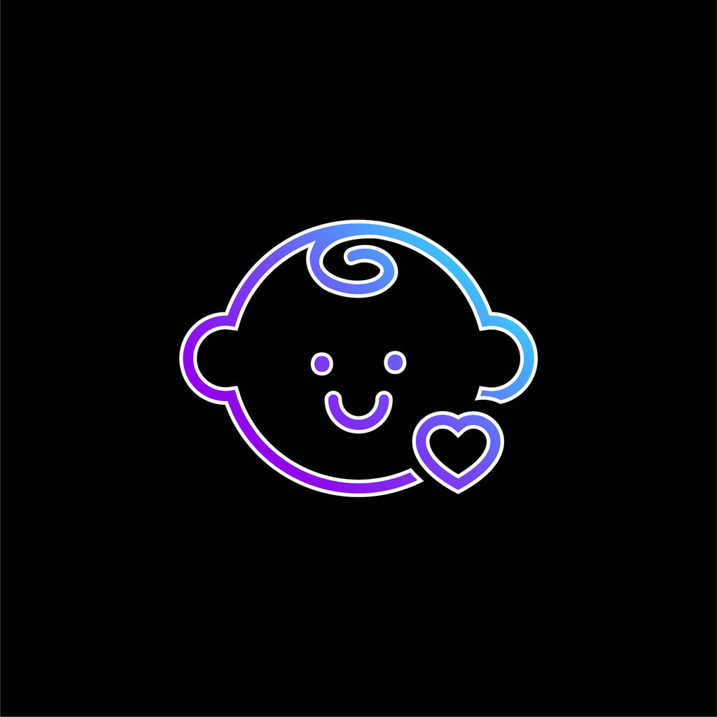 Baby Head With A Small Heart Outline blue gradient vector icon - Wektor, obraz