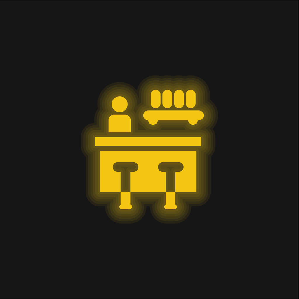 Bar yellow glowing neon icon - Vector, Image