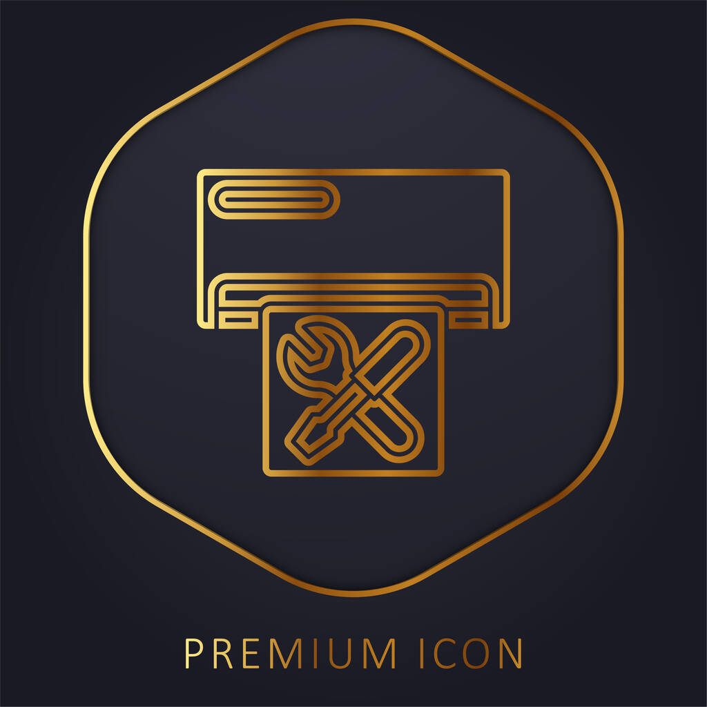 Aire acondicionado línea dorada logotipo premium o icono - Vector, Imagen