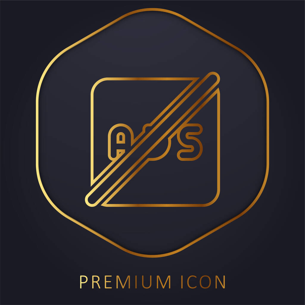 Ad Block golden line premium logo or icon - Vector, afbeelding