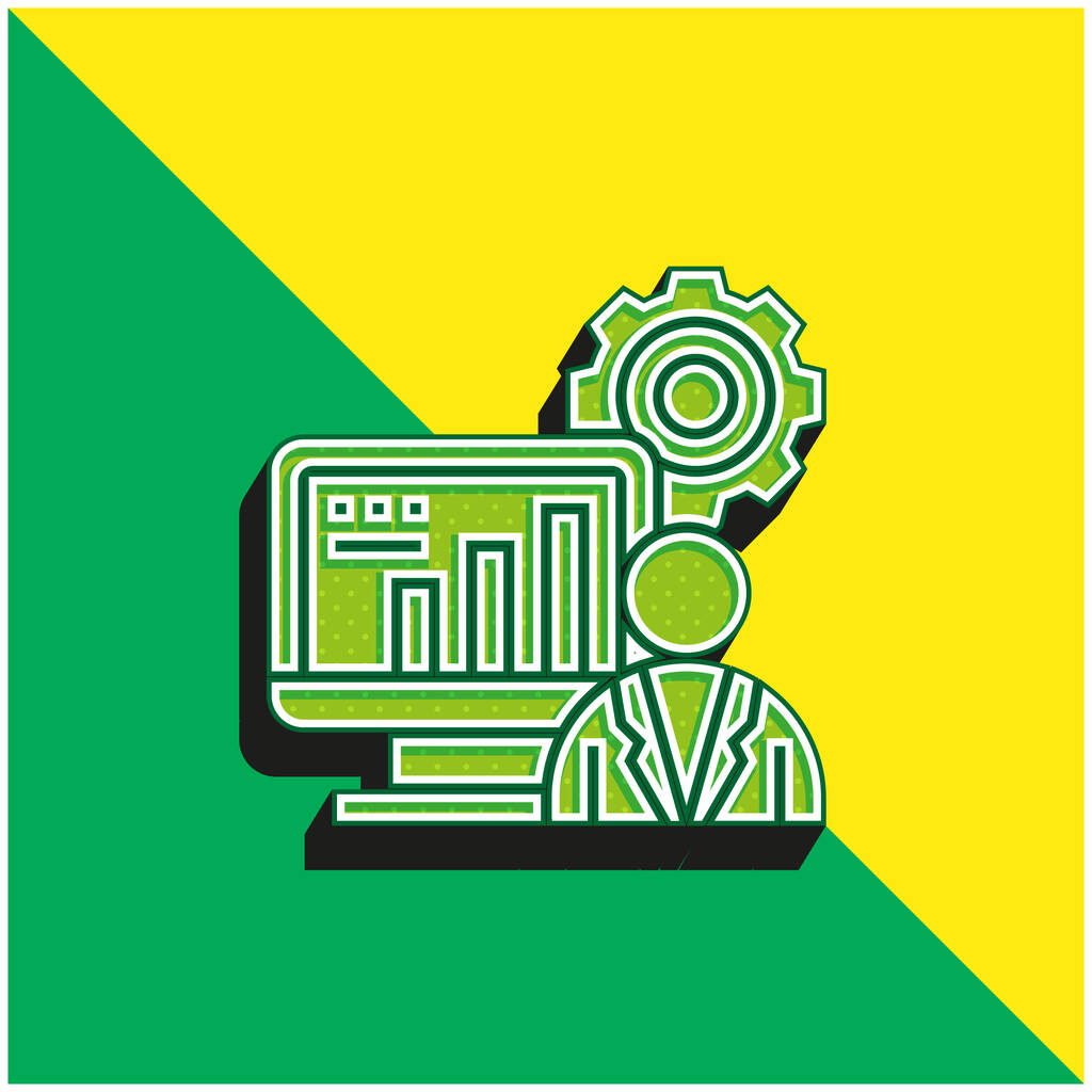 Administrador verde e amarelo moderno logotipo vetor 3d ícone - Vetor, Imagem