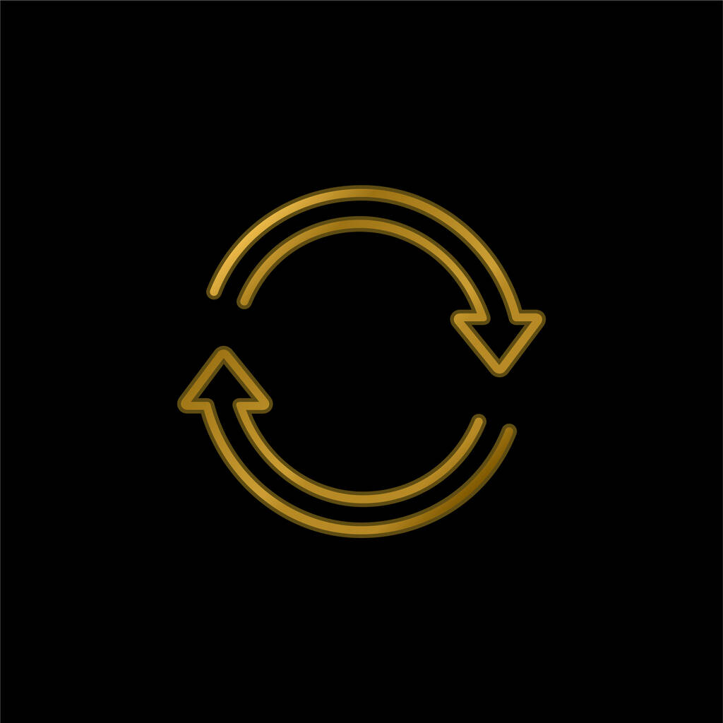 Pfeile ultradünner Kreis im Uhrzeigersinn vergoldet metallisches Symbol oder Logo-Vektor - Vektor, Bild